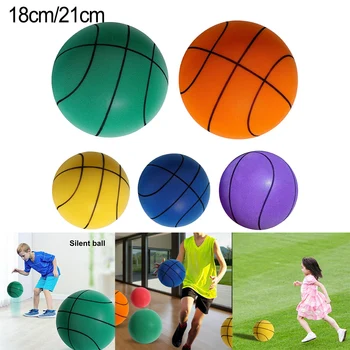 1 шт. Немой баскетбольный мяч для помещений, PU Эластичный немой прыгающий мяч 18/21 см, бесшумный баскетбол для детей, играющих в баскетбол, 5 цветов