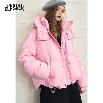 ELFSACK Красочные Пуховики Женские 2023 Зимние Новые Утолщенные Свободные Дизайнерские Куртки
