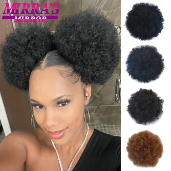 Афро-пучок для волос Синтетический Кудрявый пучок для вьющихся волос Пушистый конский хвост с завязками 8-дюймовый шиньон для наращивания волос на заколках для женщин
